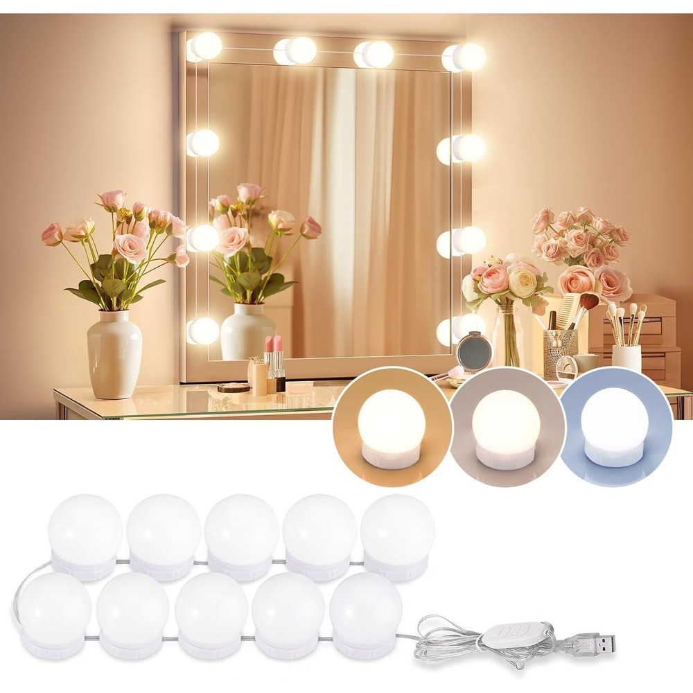 Consciot PC-10D-2835-W-F5 10 Dimmable Bulbs LED Vanity Lights For Mirror Adju